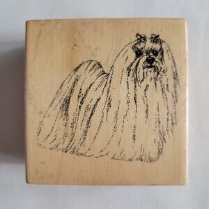 Vintage 2000 Rubber Stamp Maltese Dog Realistic Mounted